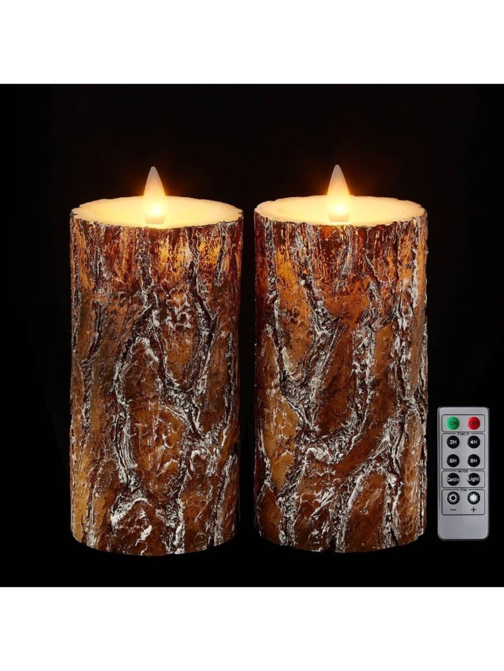 Set of 2 Battery Operated Flameless Pillar Candles with Remote Timer - Real Wax